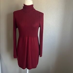 Elegant Red Turtleneck Dress